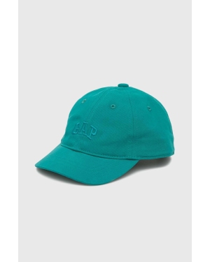 GAP czapka z daszkiem bawełniana dziecięca kolor zielony gładka
