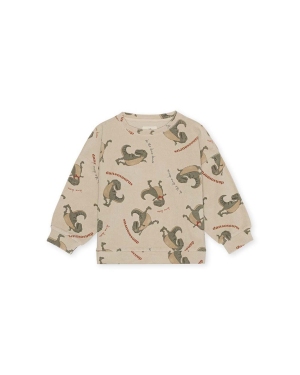 Konges Sløjd bluza bawełniana dziecięca kolor beżowy z nadrukiem
