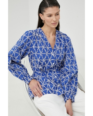 Bruuns Bazaar koszula bawełniana Blazing Harriet damska kolor niebieski regular