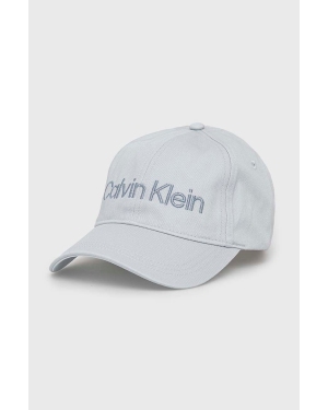 Calvin Klein czapka z daszkiem bawełniana kolor niebieski z aplikacją