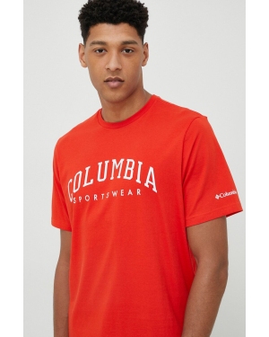 Columbia t-shirt bawełniany Rockaway River kolor czerwony wzorzysty 2022181