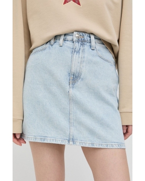 Guess spódnica jeansowa kolor niebieski mini prosta