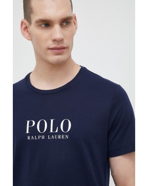 Polo Ralph Lauren t-shirt piżamowy bawełniany kolor granatowy z nadrukiem