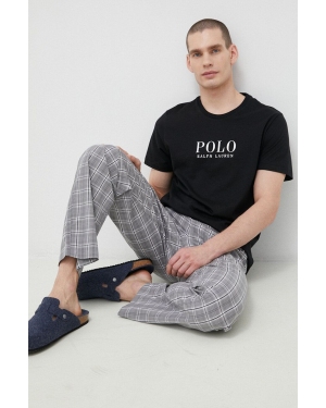 Polo Ralph Lauren t-shirt piżamowy bawełniany kolor czarny z nadrukiem