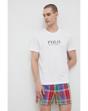 Polo Ralph Lauren t-shirt piżamowy bawełniany kolor biały z nadrukiem