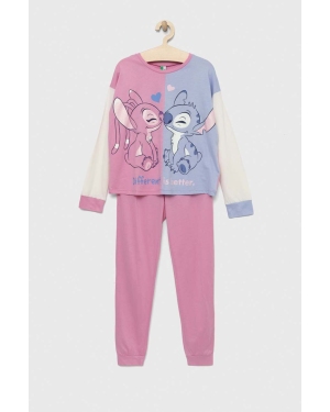 United Colors of Benetton piżama dziecięca x Disney kolor różowy wzorzysta