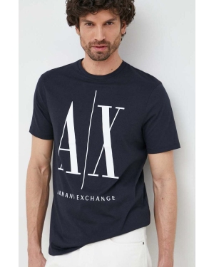 Armani Exchange t-shirt bawełniany kolor granatowy z nadrukiem 8NZTPA ZJH4Z NOS