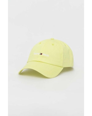Tommy Jeans czapka z daszkiem bawełniana kolor żółty z aplikacją