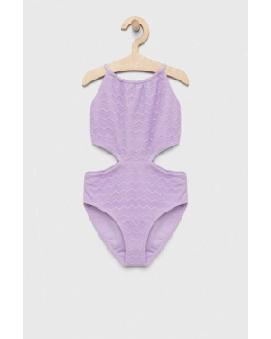 Abercrombie & Fitch jednoczęściowy strój kąpielowy dziecięcy kolor fioletowy