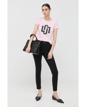 Liu Jo t-shirt bawełniany kolor różowy