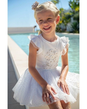 Mayoral spódnica dziecięca kolor biały mini rozkloszowana