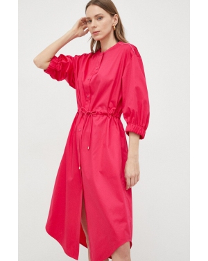 Max Mara Leisure sukienka bawełniana kolor różowy midi rozkloszowana