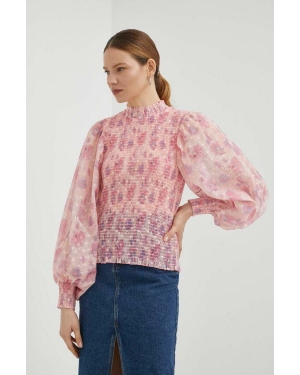 Bruuns Bazaar bluzka damska kolor różowy wzorzysta
