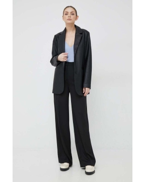 Calvin Klein spodnie damskie kolor czarny szerokie high waist