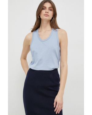 Calvin Klein top bawełniany kolor niebieski