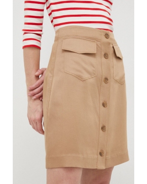 Calvin Klein spódnica z domieszką lnu kolor brązowy mini prosta