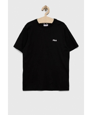 Fila t-shirt bawełniany dziecięcy kolor czarny z nadrukiem