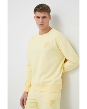 Fila bluza bawełniana męska kolor żółty gładka