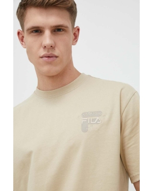 Fila t-shirt bawełniany kolor beżowy z nadrukiem