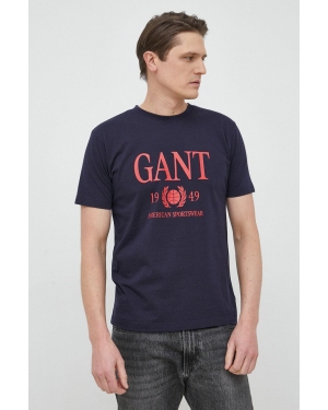 Gant t-shirt bawełniany kolor granatowy wzorzysty