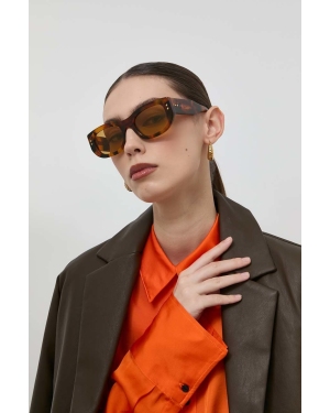 Gucci okulary przeciwsłoneczne GG1215S damskie kolor brązowy