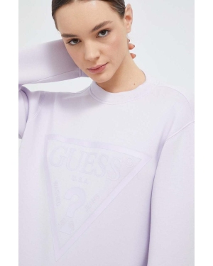 Guess bluza damska kolor fioletowy z nadrukiem