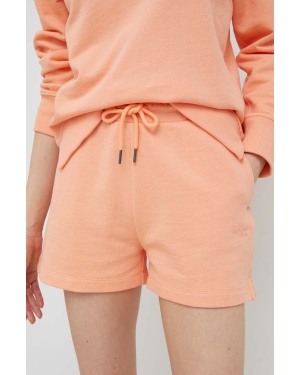 Pepe Jeans szorty bawełniane Whitney kolor pomarańczowy gładkie high waist