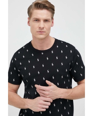 Polo Ralph Lauren t-shirt piżamowy bawełniany kolor czarny wzorzysta