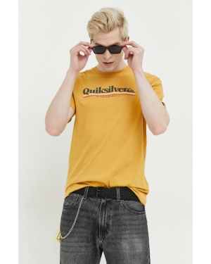 Quiksilver t-shirt bawełniany kolor żółty z nadrukiem