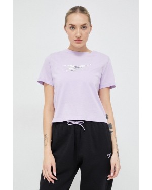 Reebok t-shirt bawełniany kolor fioletowy
