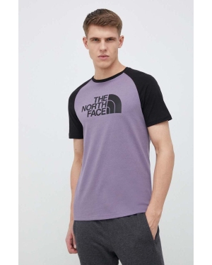 The North Face t-shirt bawełniany kolor fioletowy z nadrukiem