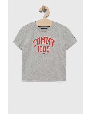 Tommy Hilfiger t-shirt bawełniany dziecięcy kolor szary z nadrukiem