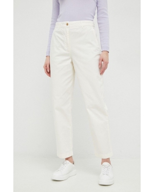 Tommy Hilfiger spodnie bawełniane kolor biały proste high waist