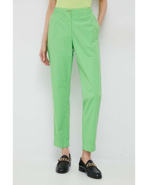 Tommy Hilfiger spodnie bawełniane kolor zielony proste high waist