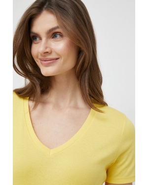 United Colors of Benetton t-shirt bawełniany kolor żółty
