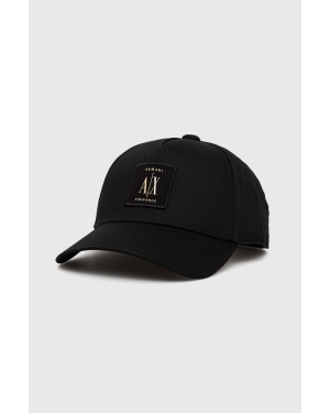 Armani Exchange czapka z daszkiem bawełniana kolor czarny z aplikacją 954219 CC812