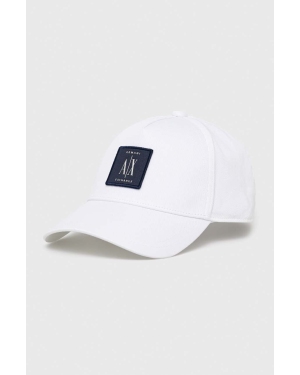 Armani Exchange czapka z daszkiem bawełniana kolor biały z aplikacją 954219 CC812
