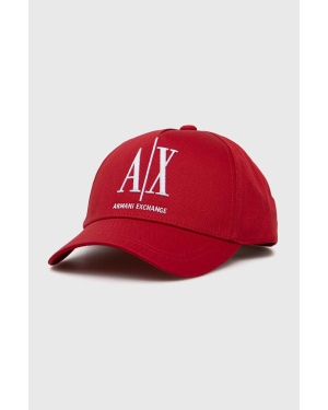 Armani Exchange czapka z daszkiem bawełniana kolor czerwony 954047 CC811 NOS