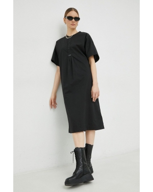 G-Star Raw sukienka bawełniana kolor czarny midi oversize