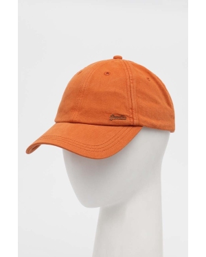 Superdry czapka z daszkiem bawełniana kolor pomarańczowy gładka