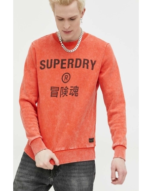 Superdry bluza męska kolor pomarańczowy z nadrukiem