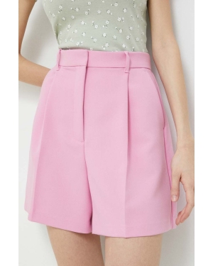 Abercrombie & Fitch szorty damskie kolor różowy gładkie high waist