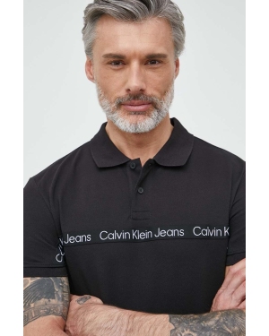 Calvin Klein Jeans polo męski kolor czarny z aplikacją