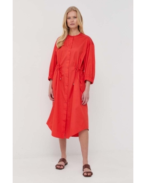 Max Mara Leisure sukienka bawełniana kolor czerwony midi rozkloszowana