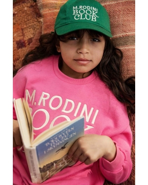 Mini Rodini czapka z daszkiem bawełniana dziecięca kolor zielony z aplikacją