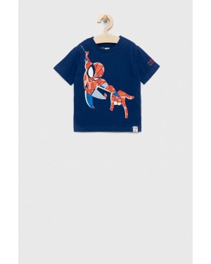 GAP t-shirt bawełniany dziecięcy x Marvel kolor granatowy z nadrukiem