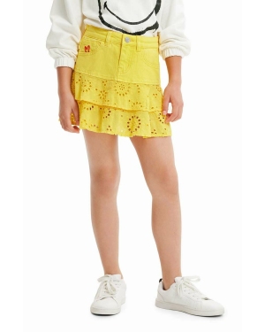 Desigual spódnica dziecięca kolor żółty mini rozkloszowana