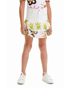 Desigual spódnica dziecięca kolor biały mini rozkloszowana