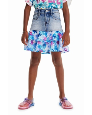 Desigual spódnica dziecięca kolor niebieski mini rozkloszowana