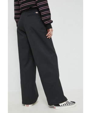 Dickies spodnie damskie kolor czarny szerokie high waist